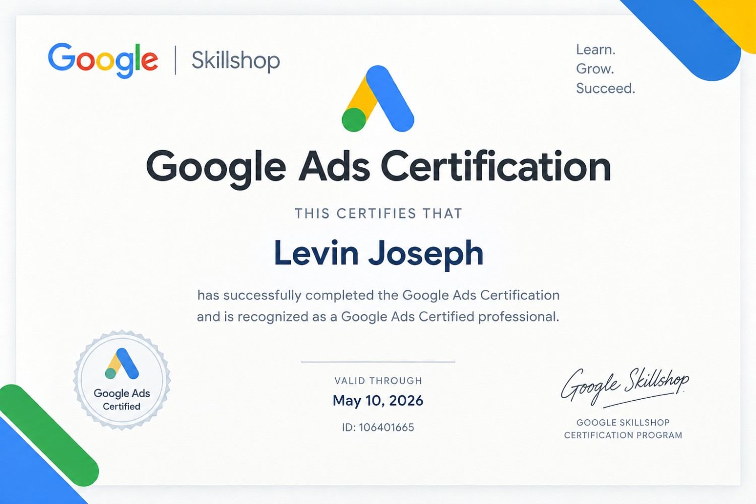 Google Ads Certification Certificate-100kb